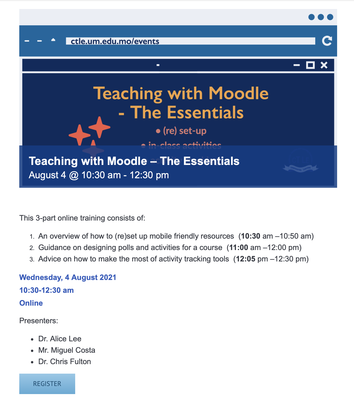 Teaching with Moodle – The Essentials – University of Macau
